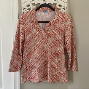 J. McLaughlin Women's 3/4 Sleeve Catalina Cloth Blouse Top Workwear Chic Sz M